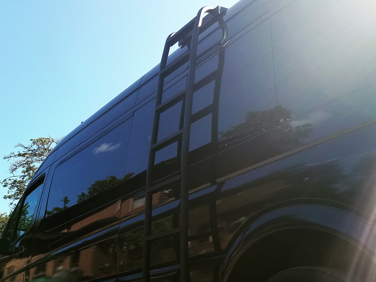 RoamBuilt Sprinter van conversion side ladder